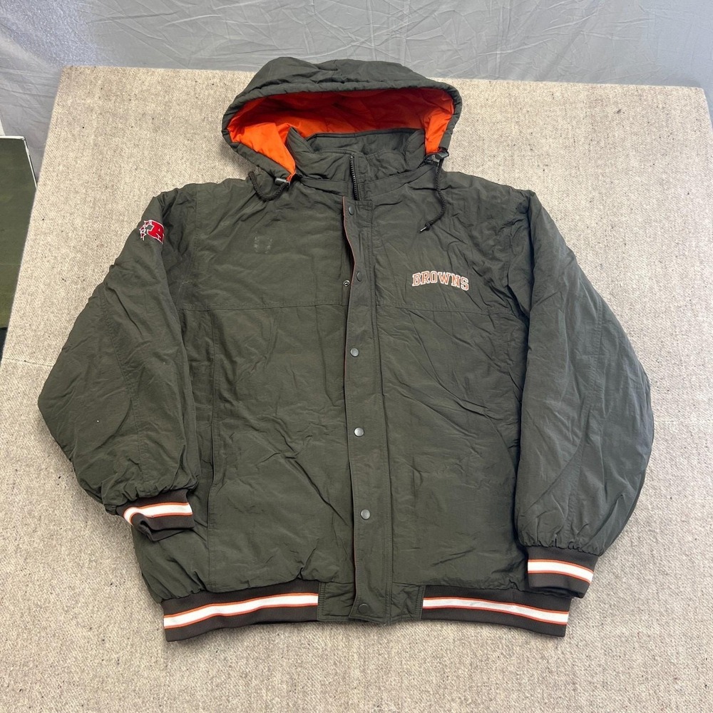 Vintage Cleveland Browns Jacket Mens XXL Brown 1990s NFL Zip Up